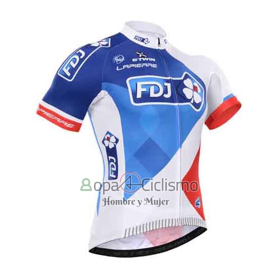 Fdj Ropa Ciclismo Culotte Corto 2015 Mangas Cortas Blanco y Azul